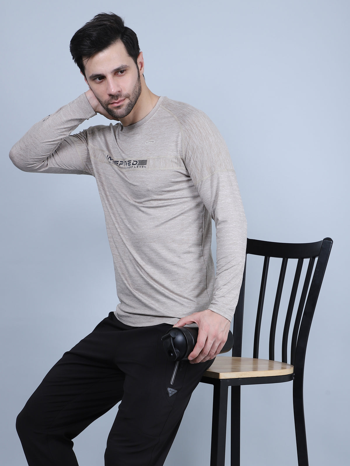 SELECT 5550 FULL SLEEVE DRYFIT ROUND NECK LIGHT CAMEL T-SHIRT