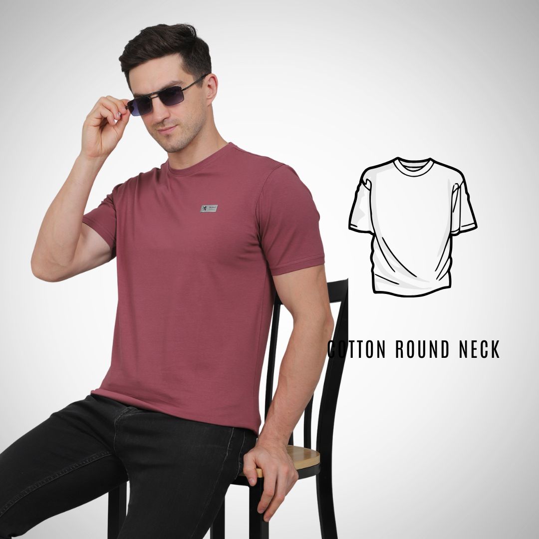 Select CT5070 Cotton Round Neck T-Shirt Blue for Men | Stretchable, Breathable & Moisture-Wicking