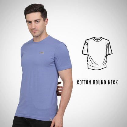 Select CT5070 Cotton Round Neck T-Shirt Blue for Men | Stretchable, Breathable & Moisture-Wicking