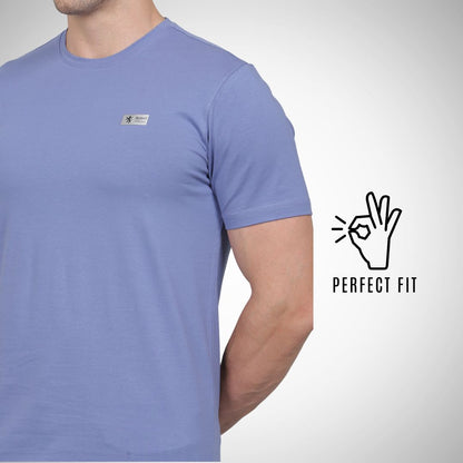Select CT5070 Cotton Round Neck T-Shirt Blue for Men | Stretchable, Breathable & Moisture-Wicking