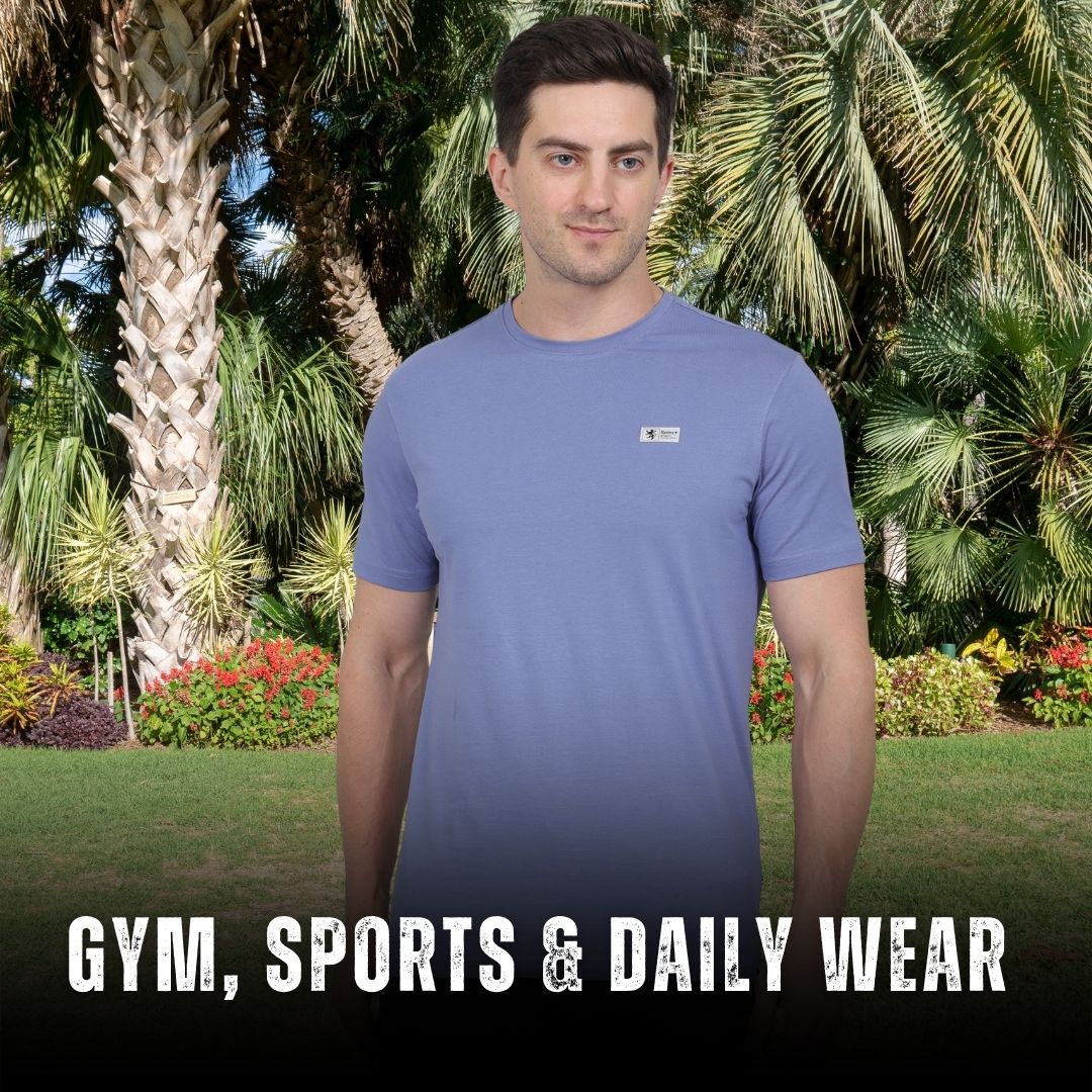 Select CT5070 Cotton Round Neck T-Shirt Blue for Men | Stretchable, Breathable & Moisture-Wicking
