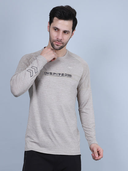 SELECT 5550 FULL SLEEVE DRYFIT ROUND NECK LIGHT CAMEL T-SHIRT